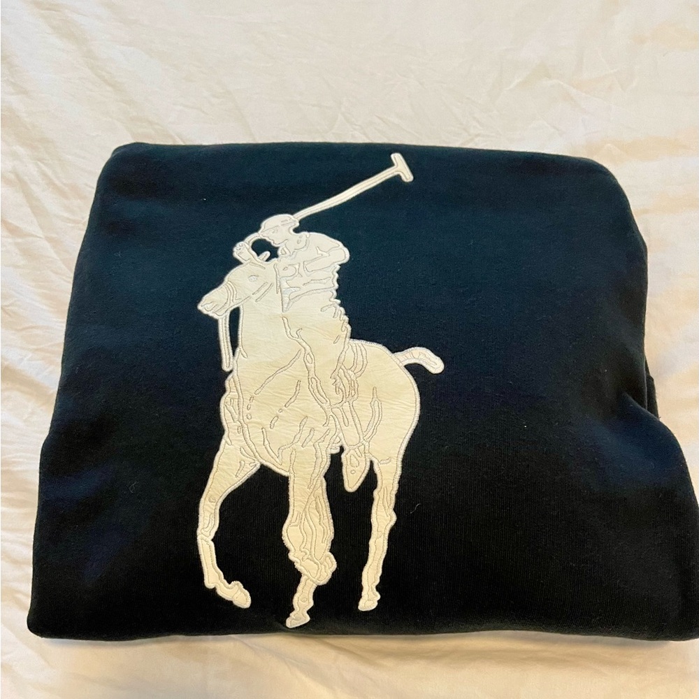 Polo Ralph Lauren Big Pony Chenille Hoodie Black XS/S NWT ($228) - Picture 2 of 14